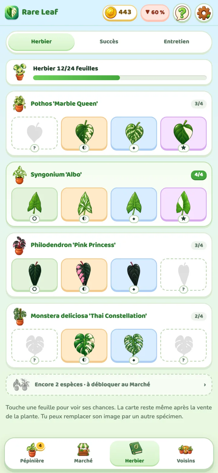 Rare Leaf Tycoon: Herbier
